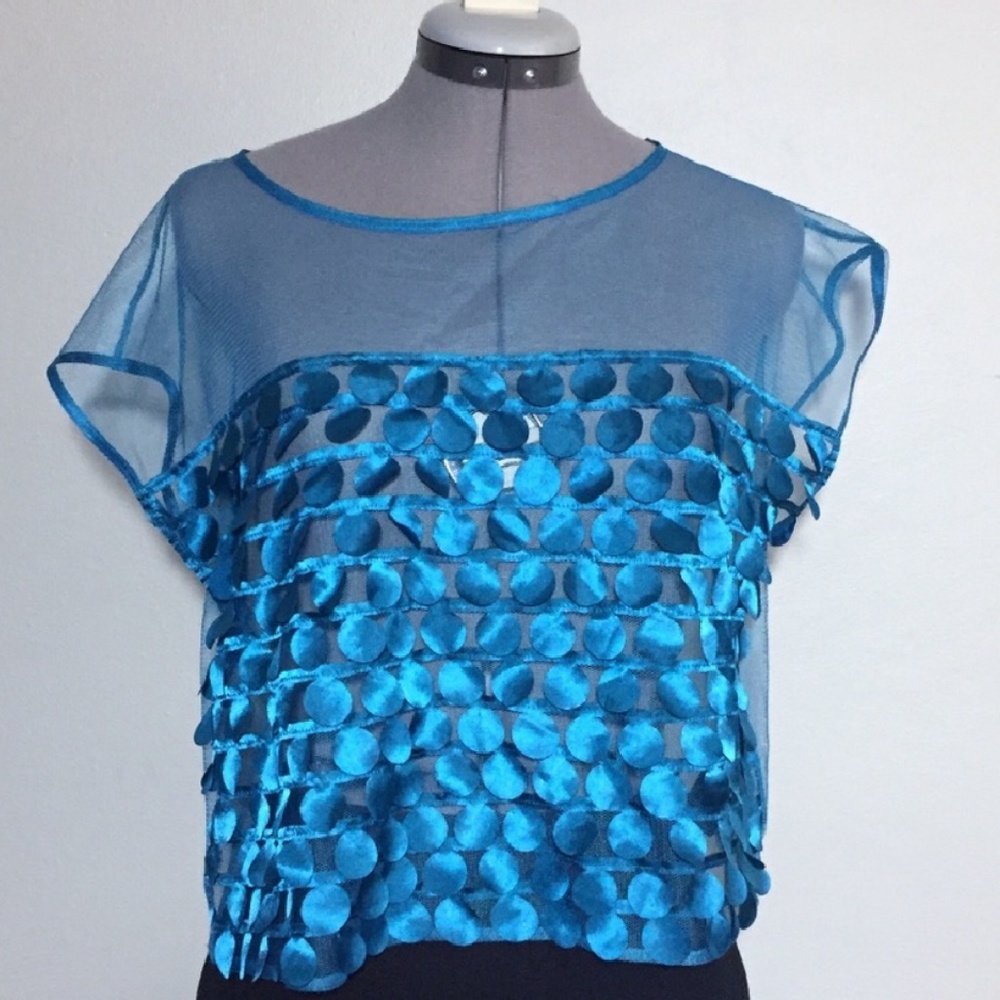 Nwot Forever 21 Confetti Fringe Sheer Top Size M